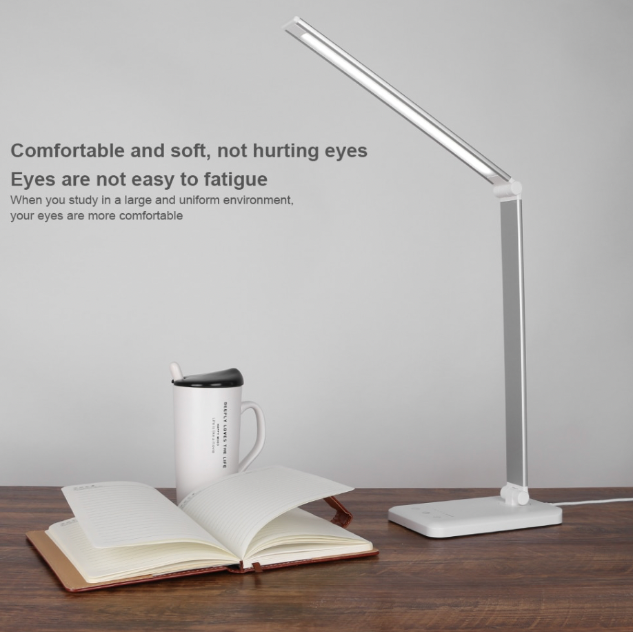 Dimmable USB Desk Lamp and Reading Light - Silver