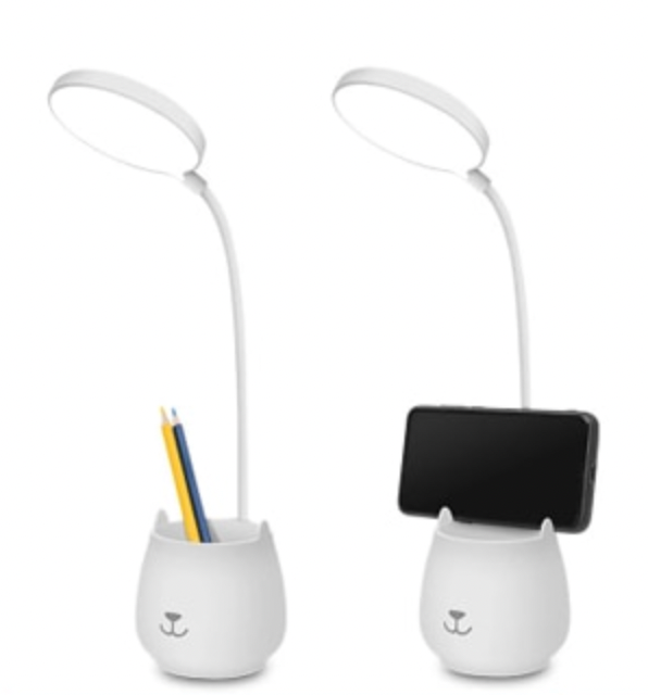 Small light portable lamp with pencil holder