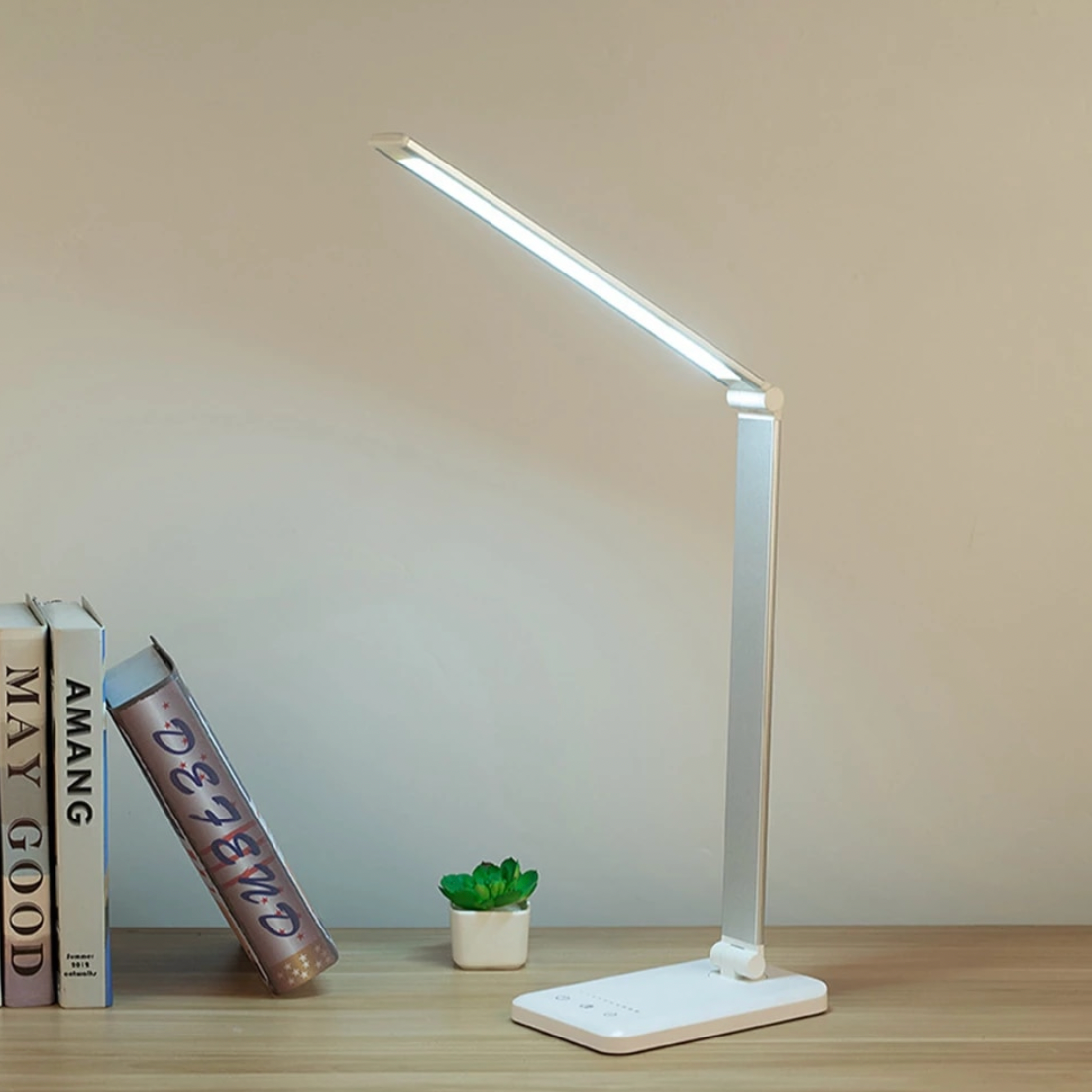 Dimmable USB Desk Lamp and Reading Light - Silver
