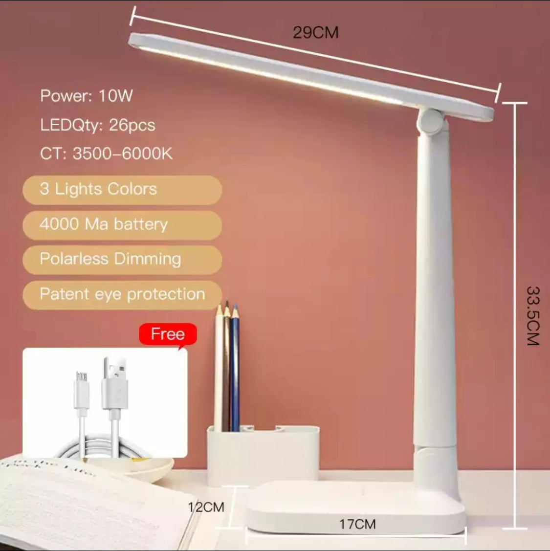 Three Tone Light USB Desk and Bedside Lamp